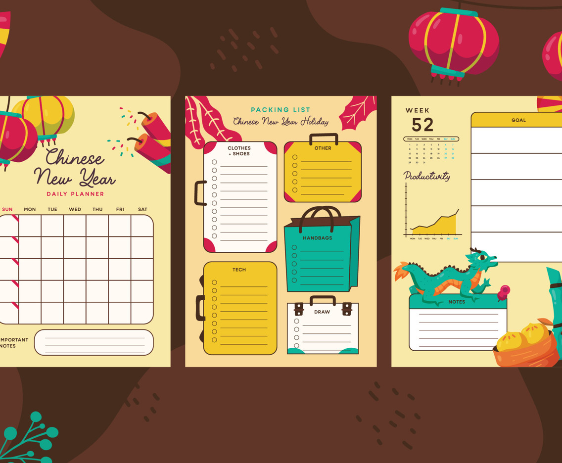 Chinese New Year Daily Weekly Planner and Journal