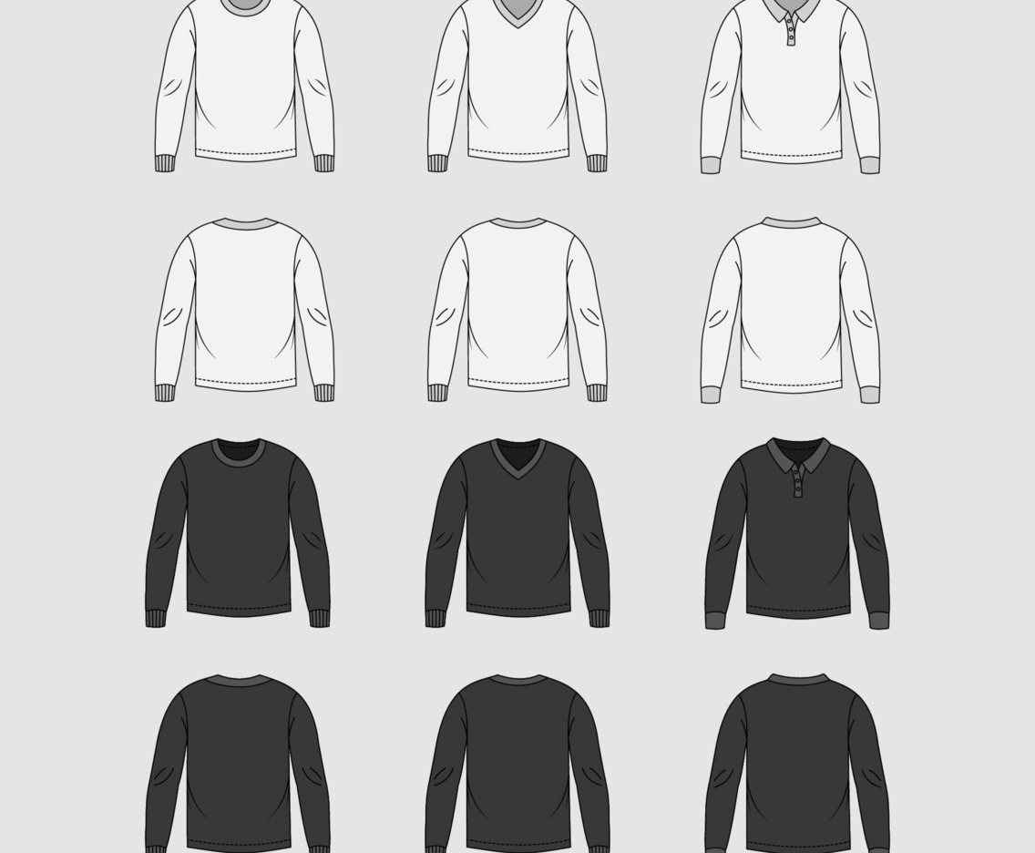 Outlined Long Sleeve T-shirt Mock Up