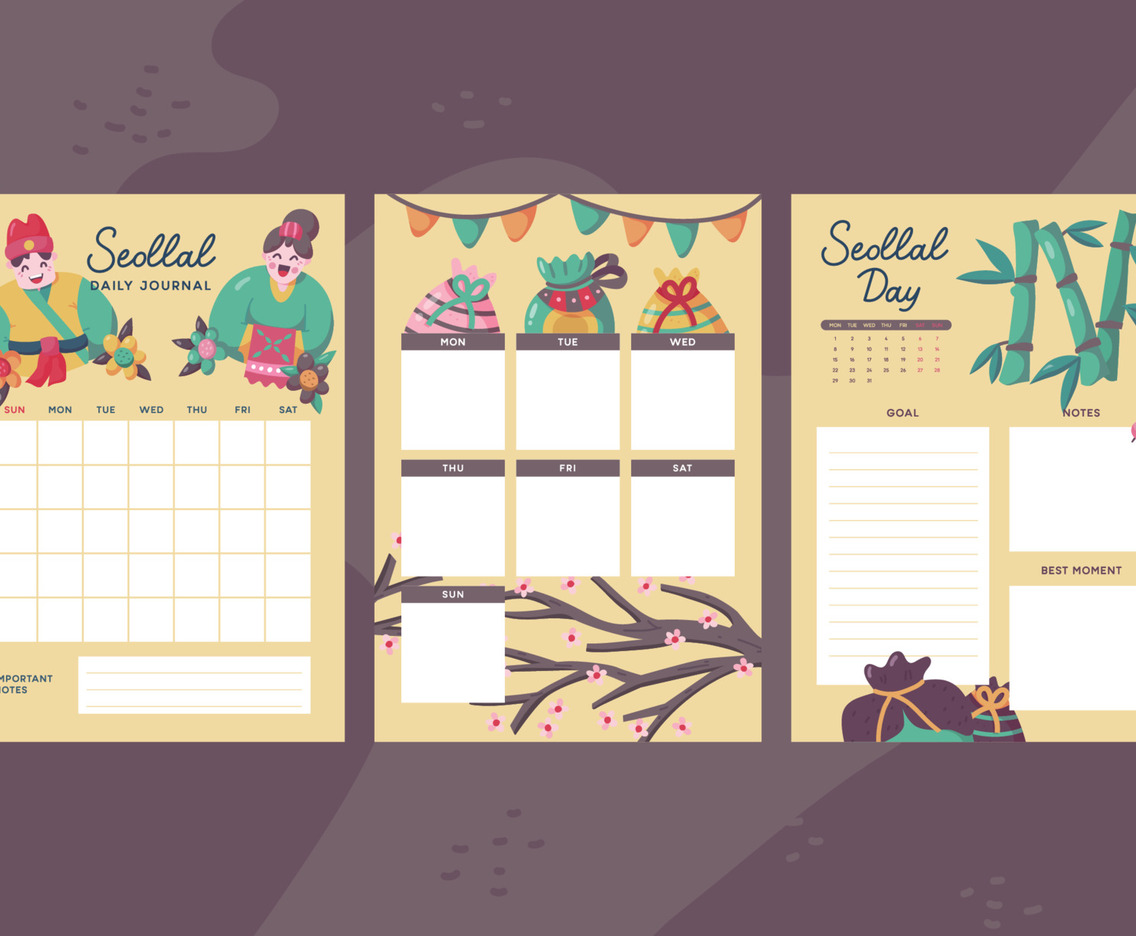 Seollal Celebration Journal Planner Pages Template