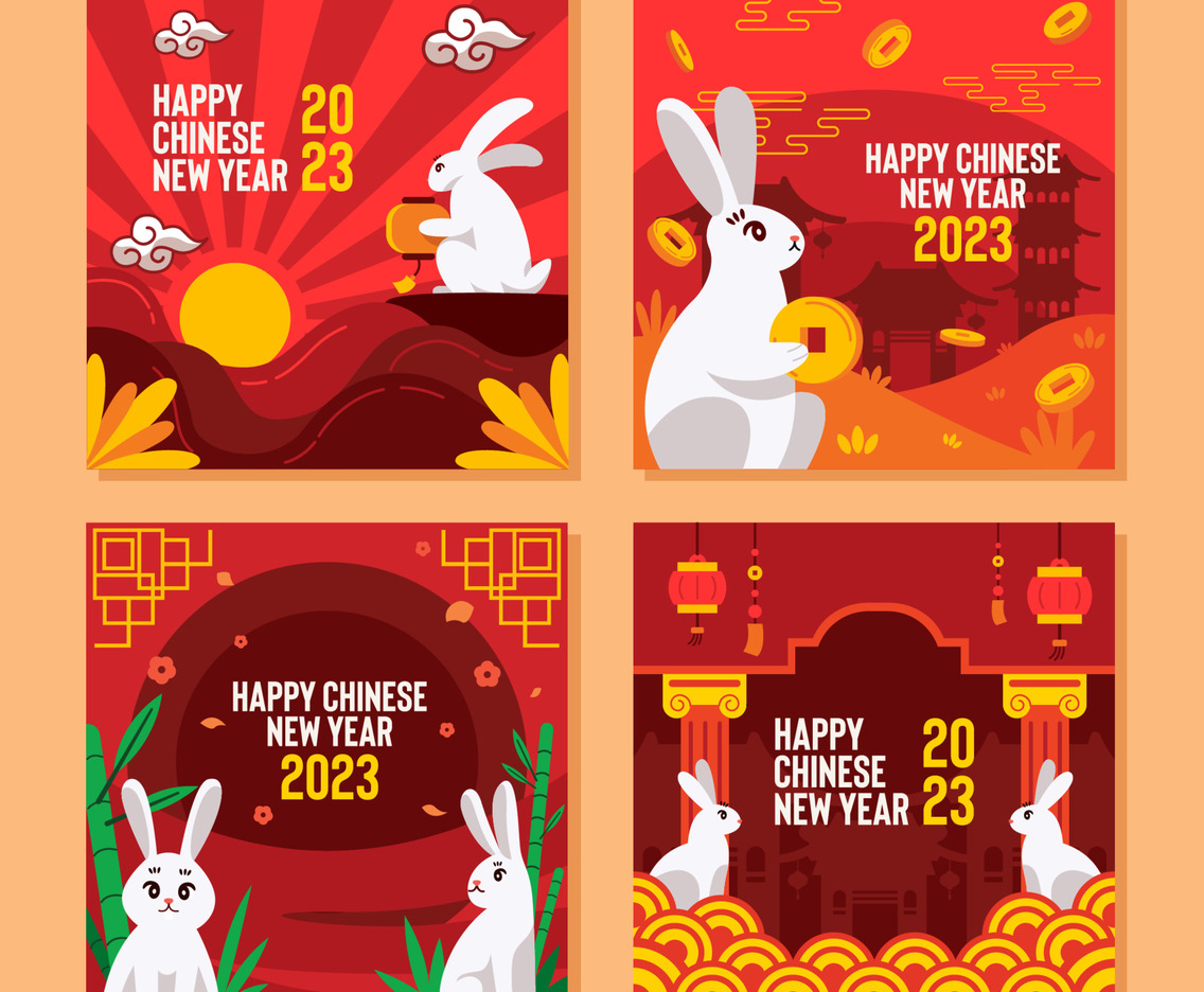 Chinese New year Water Rabbit Social Media Set