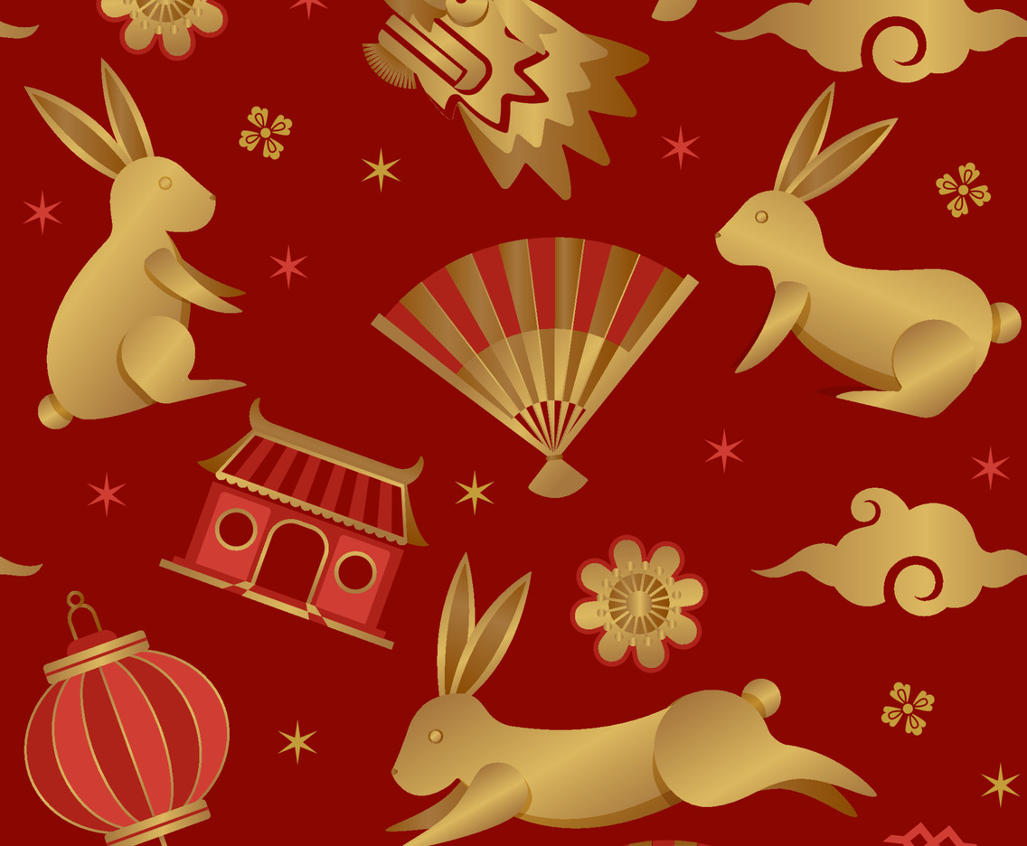 Chinese New Year Seamless with Deep Red Color