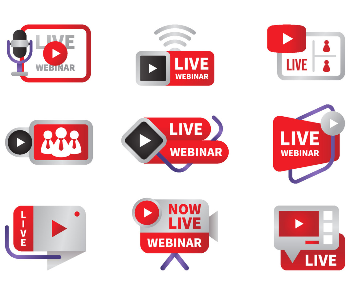Set of Flat Youtube Live Webinar Icon