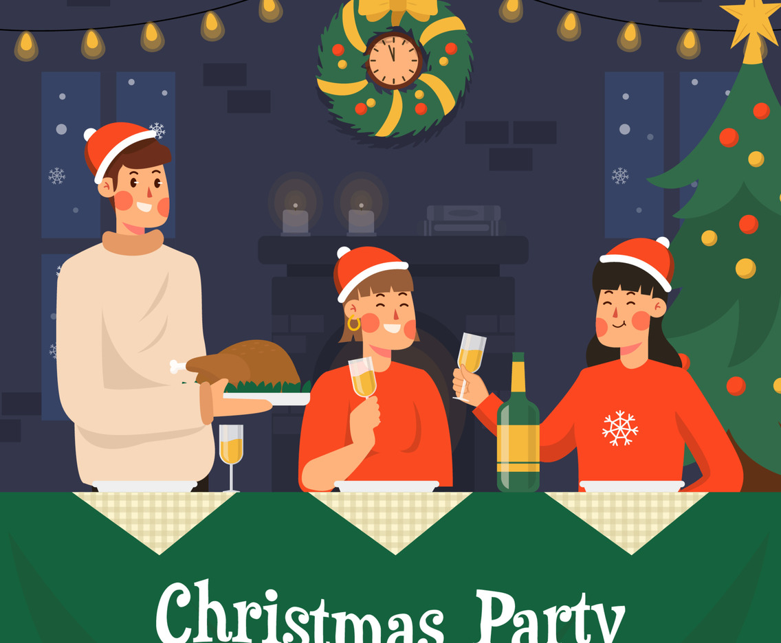 Celebrate of Party Adult Christmas Illustration