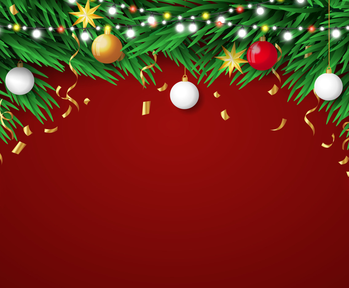 Christmas Background with Wreaths and Ornament