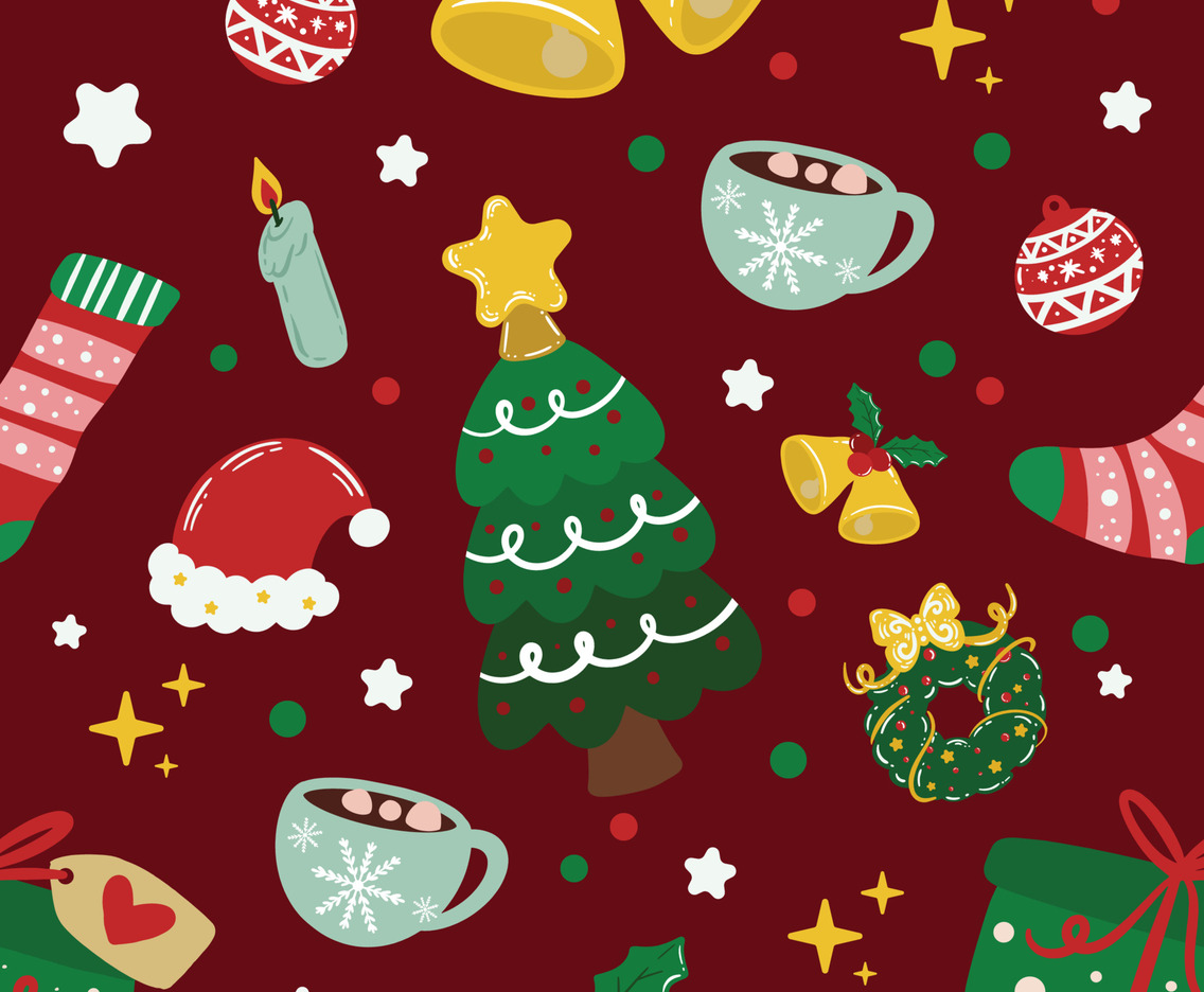 Doodle Christmas Seamless Pattern Background