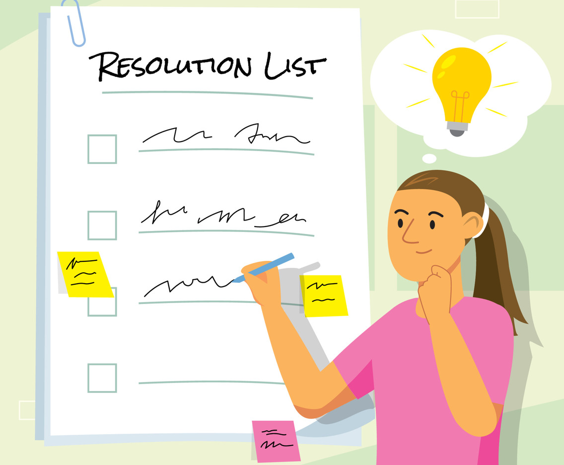 New Year List Resolution With Woman Character Vector Art & Graphics ...