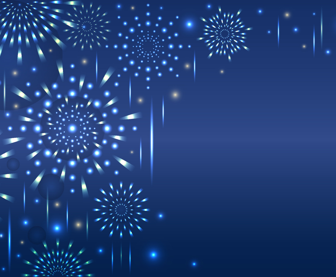 Beautiful Fireworks with Blue Night Sky Background