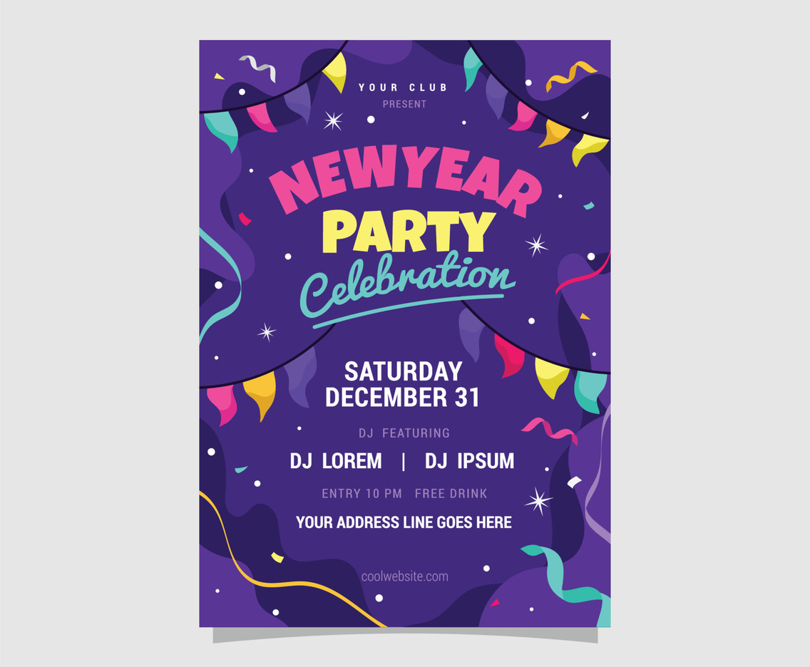 New Year Party Poster Template