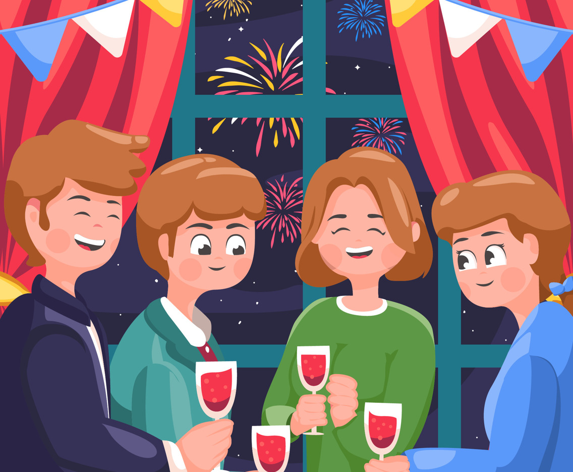 Concept of Celebrating New Year Fireworks Party
