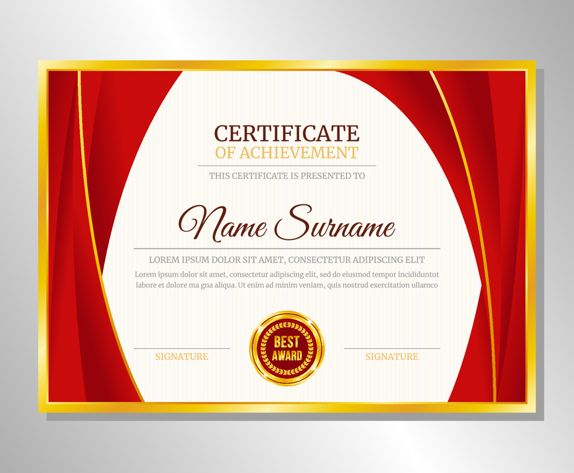 Red Gold Professional Certificate Layout Template