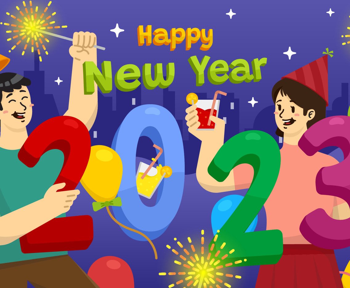 A Man and Woman Celebrating New Year Party