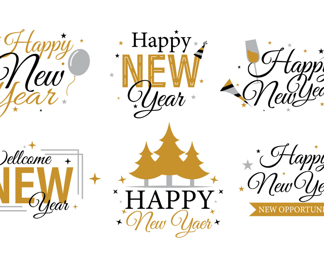 New Year Greeting Sticker Chat Concept