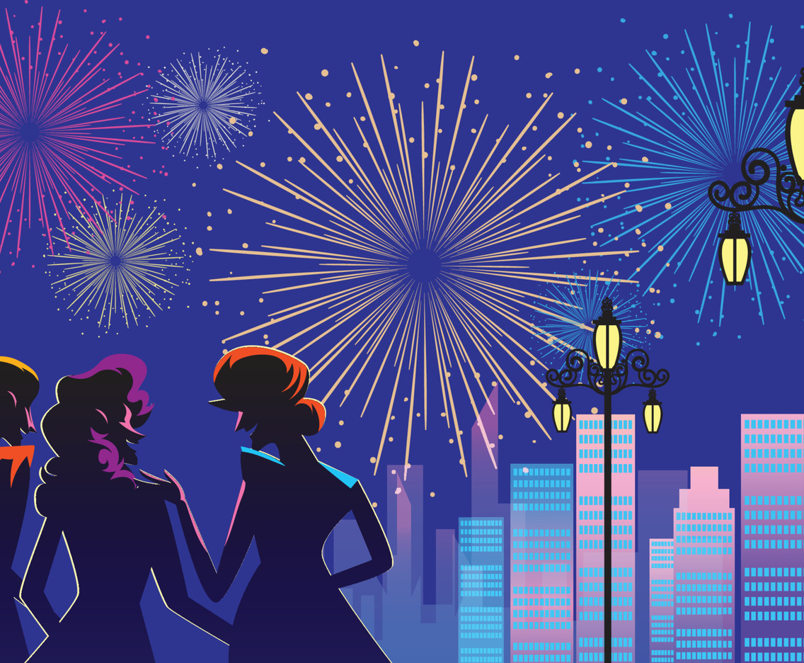 Three Women and Fireworks Party