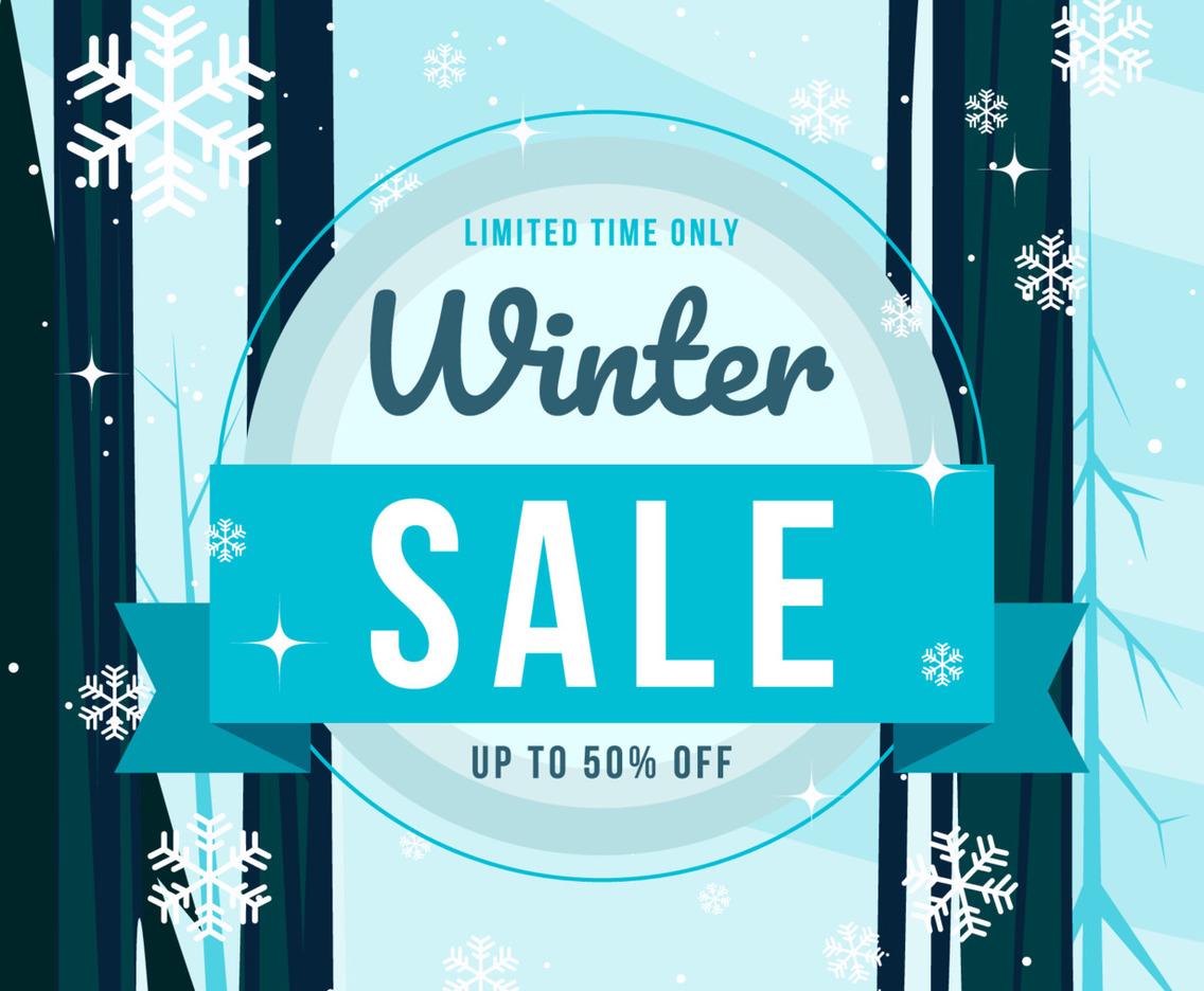 Blue Winter Sale With Snowflakes Concept