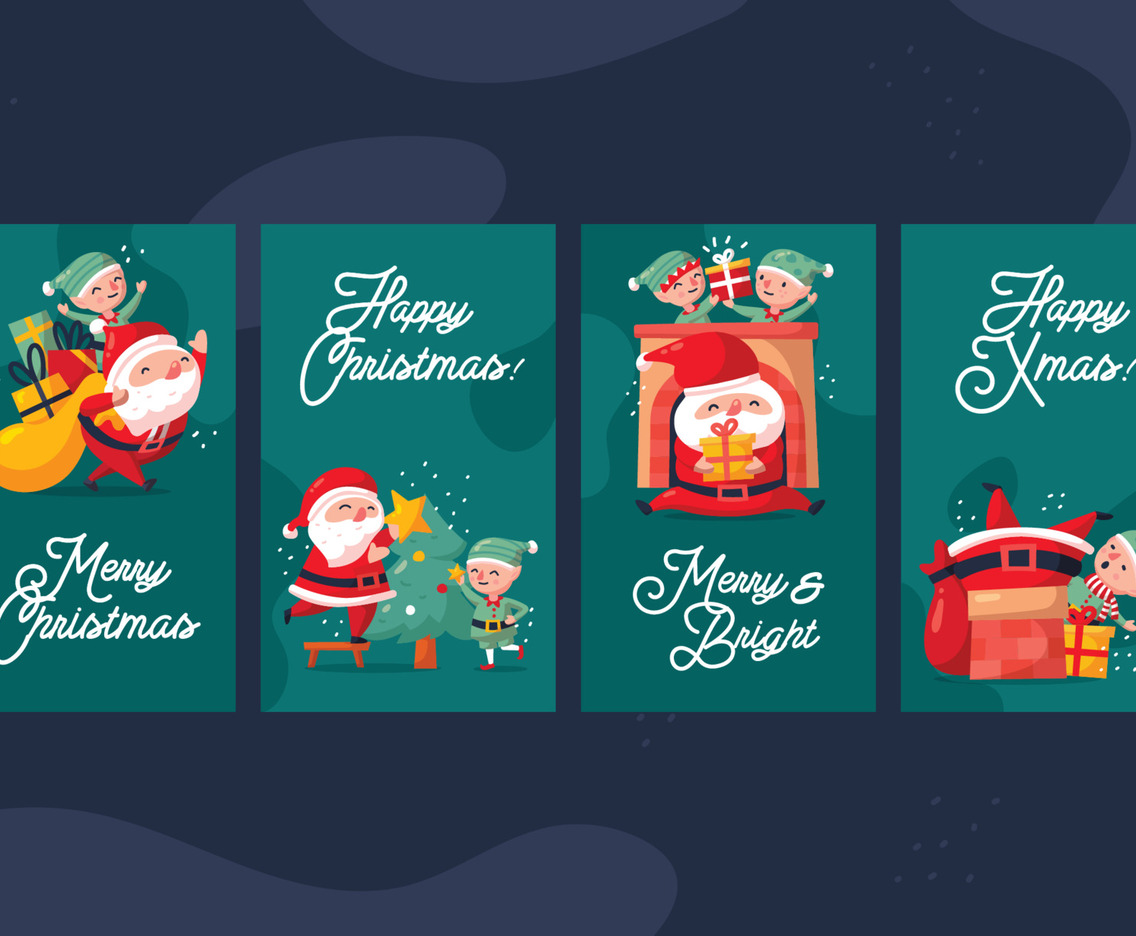 Santa Claus Greeting Cards for Christmas Celebration