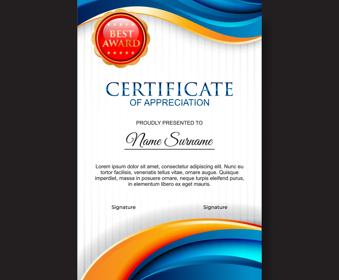 Blue Profesional Certificate of Appreciation Template