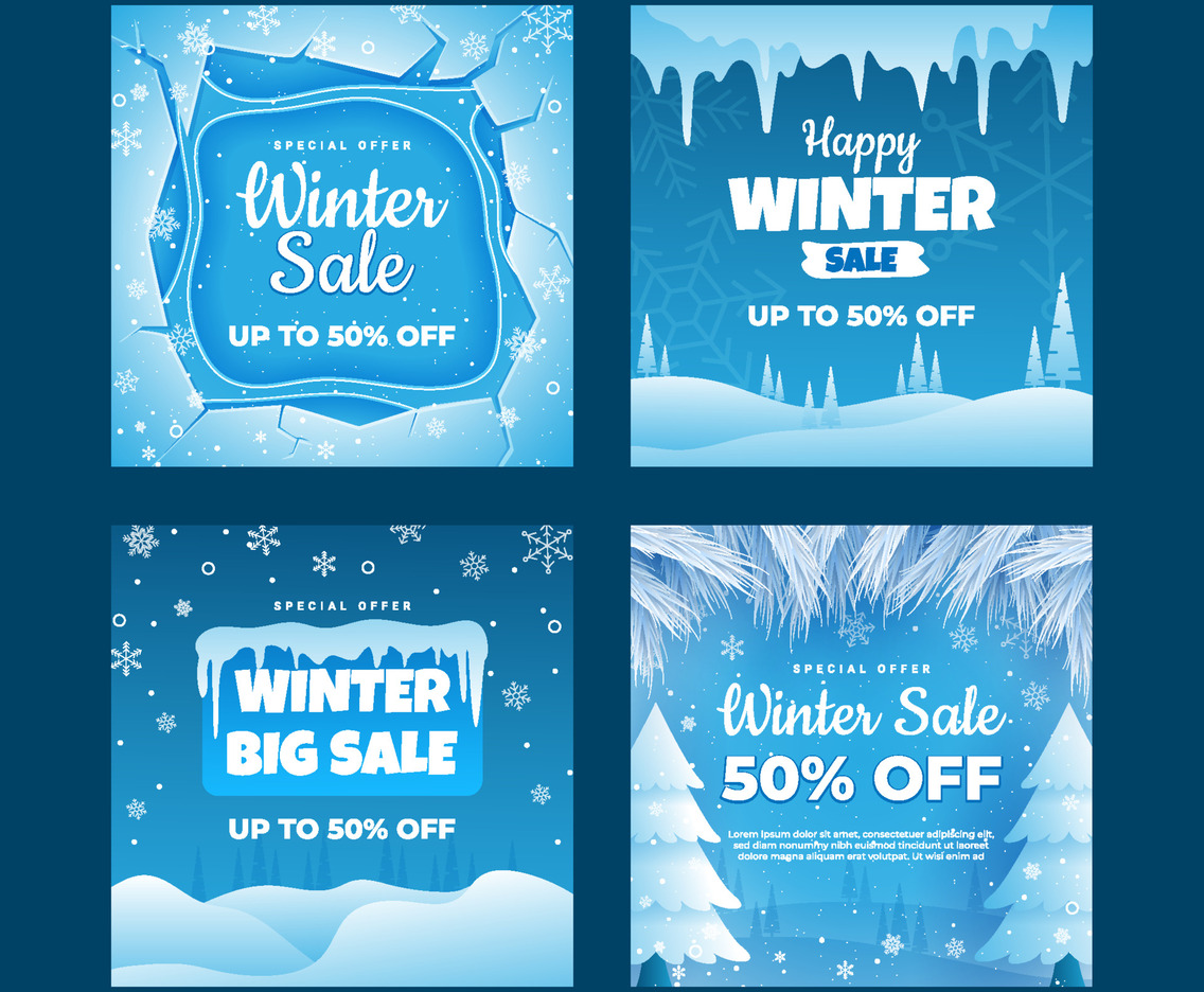 Set of Winter Sale Social Media