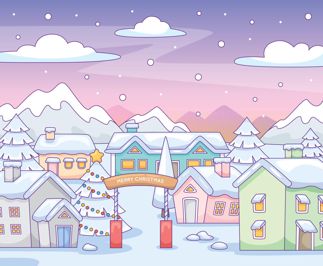 Winter Christmas Village Background