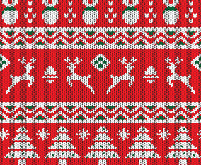 Ugly Sweater Seamless Pattern in Red Background