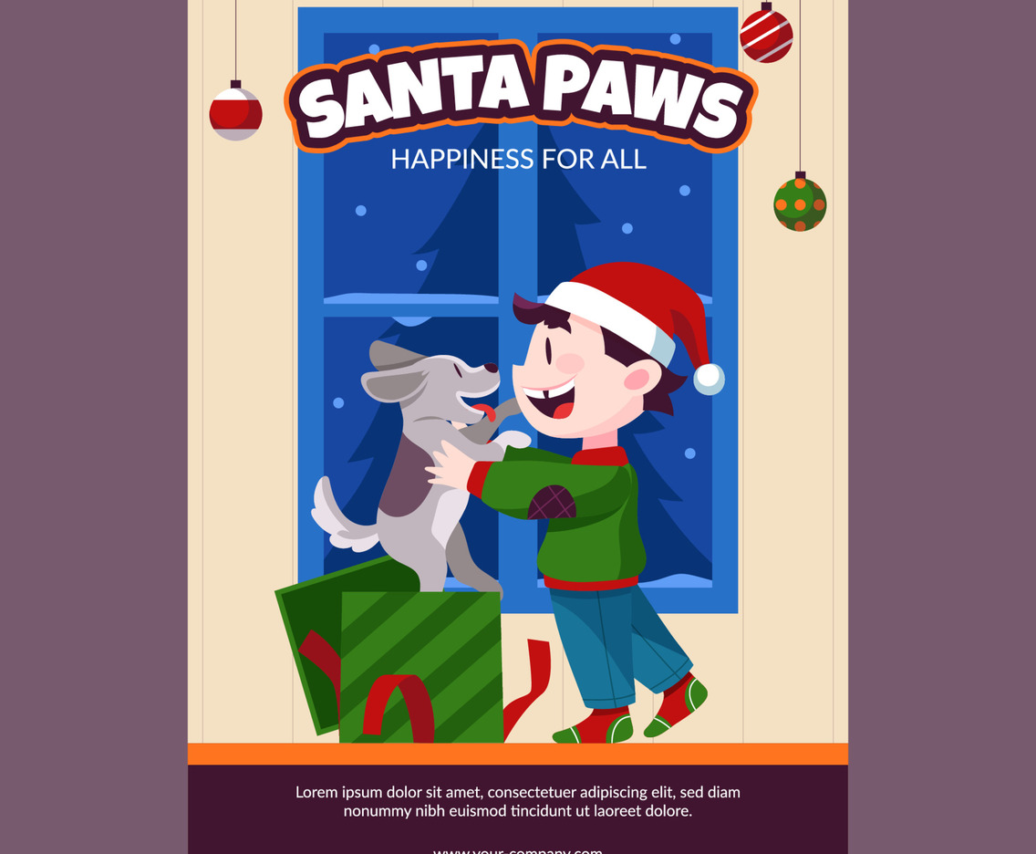 Happiness on Santa Paws Poster