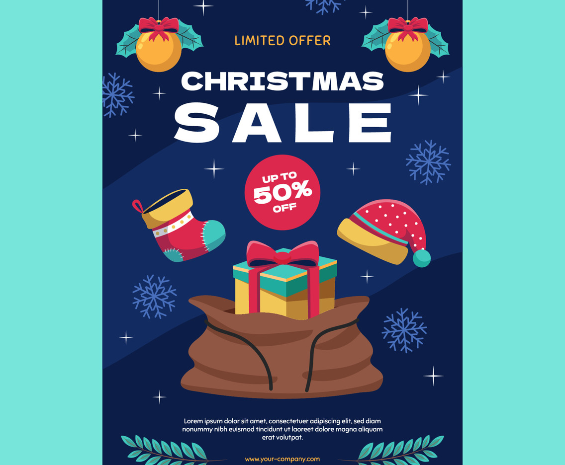 Flat Christmas Sale Poster