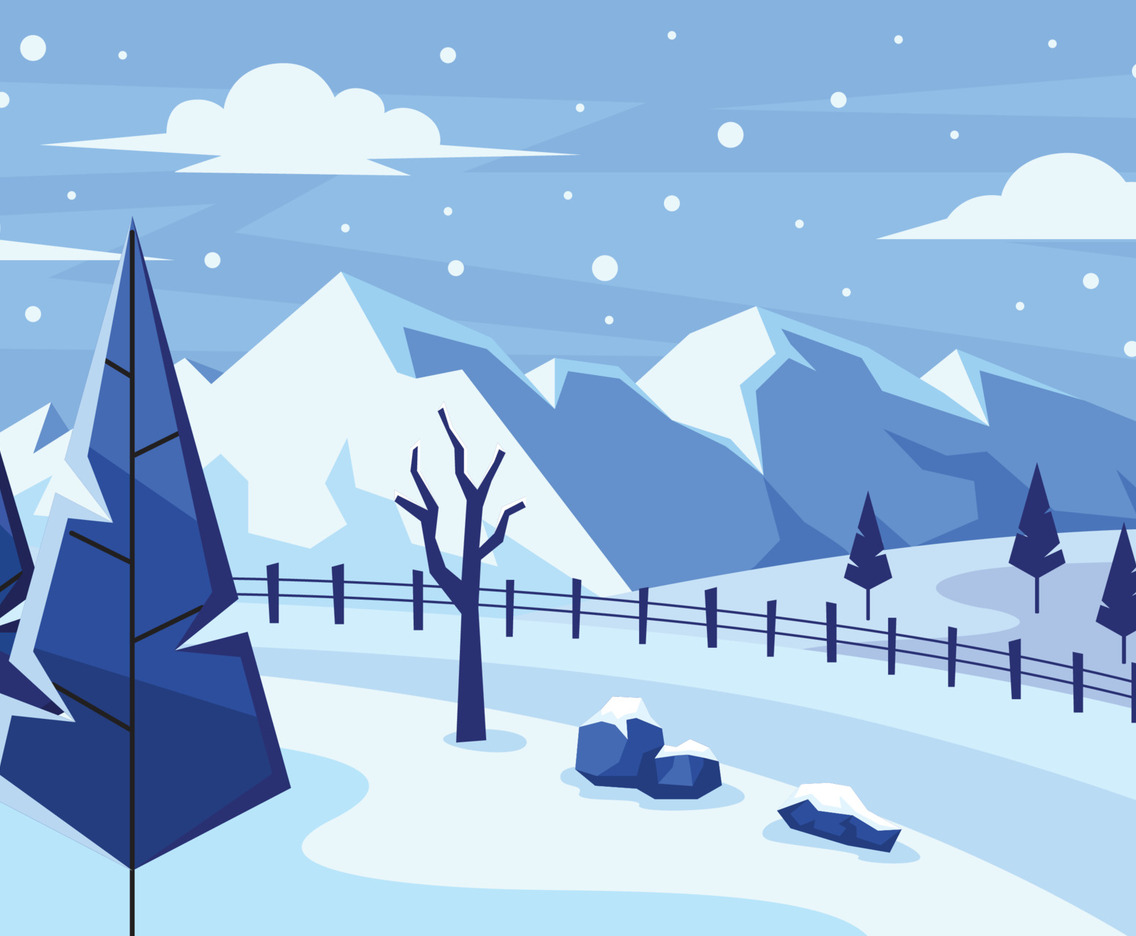 Snow Nature Concept With Blue Background