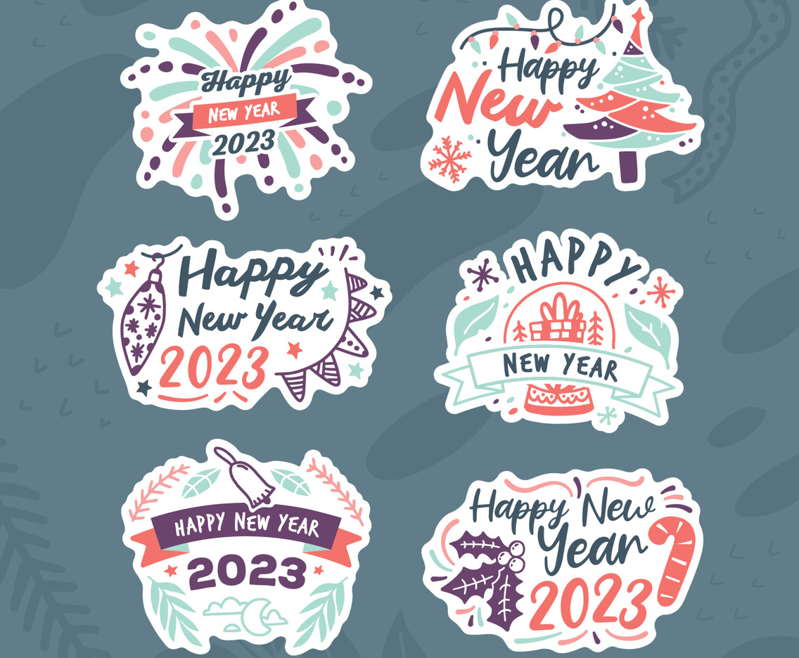 Happy New Year Greeting Sticker for 2023 Celebration