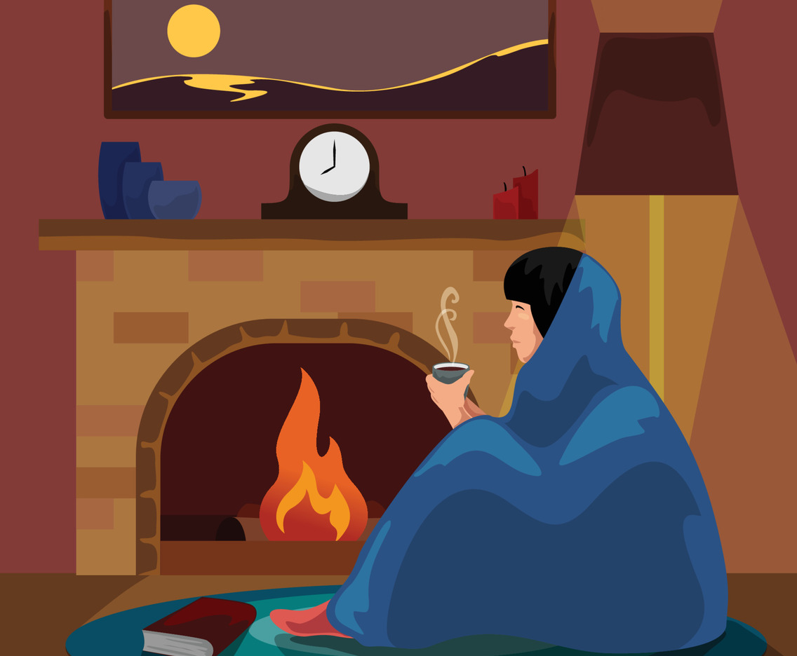 Sitting In Front Of Fireplace