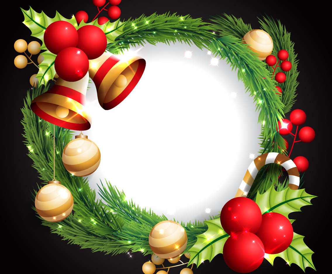 Realistic Christmas  Wreath Background