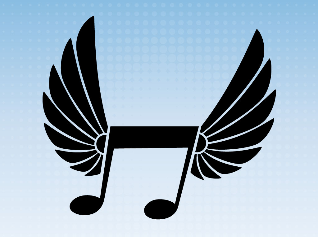 Winged Music Note Vector