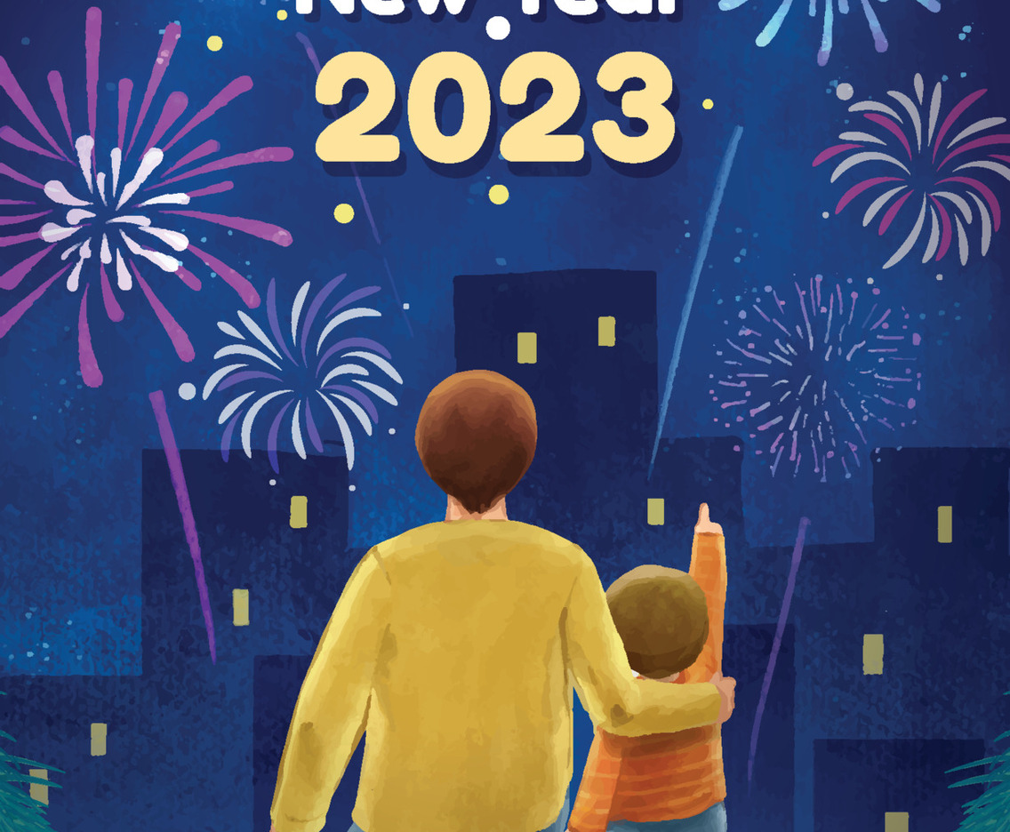 New Year 2023 Sitting  on The Roof  Scenery