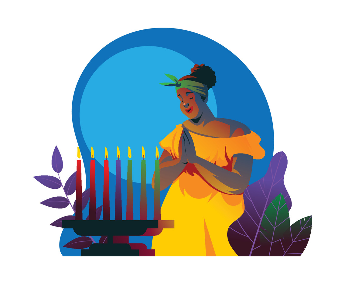 Woman Praying in Kwanzaa Night