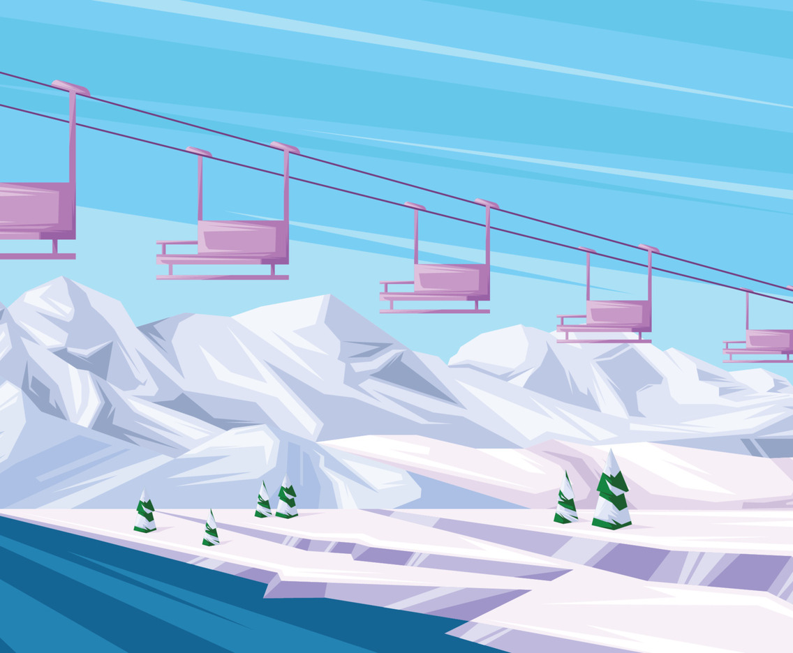 Background Winter Beautiful Landscape With Gondola