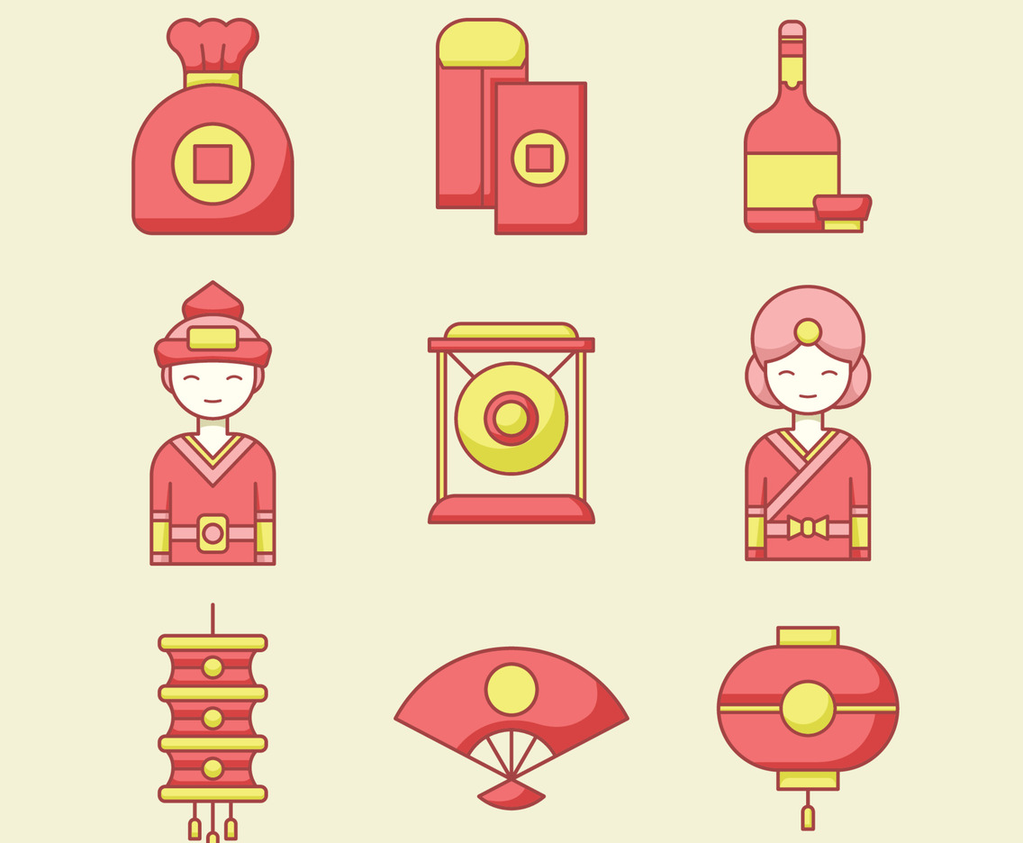Set of Seollal Festivity Icon