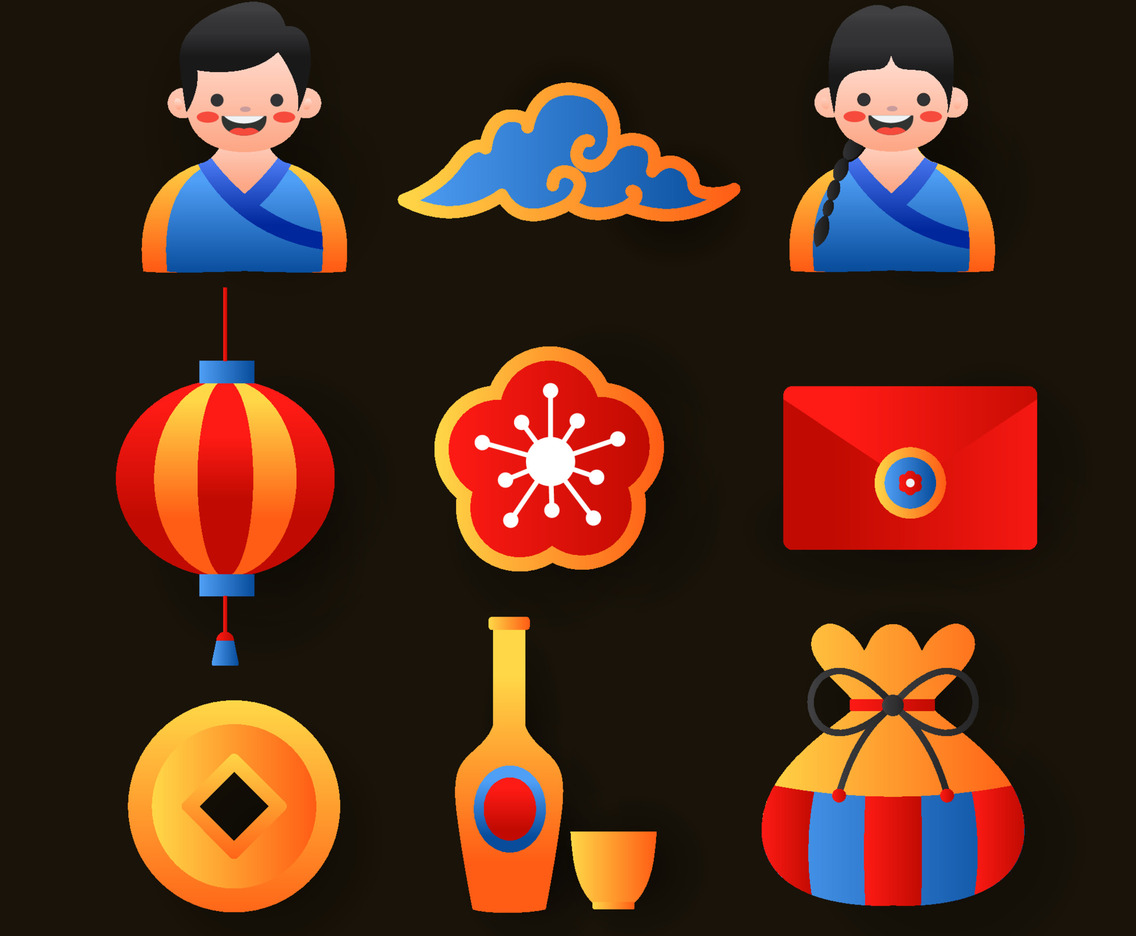 Happy Seollal Icons Set