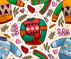 Outline Christmas Ugly Sweaters Seamless Pattern