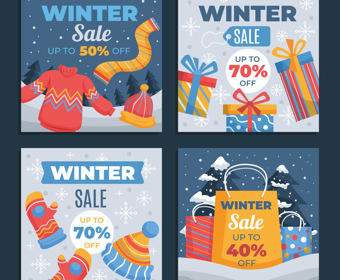Winter Sale Social Media Post Templates Design