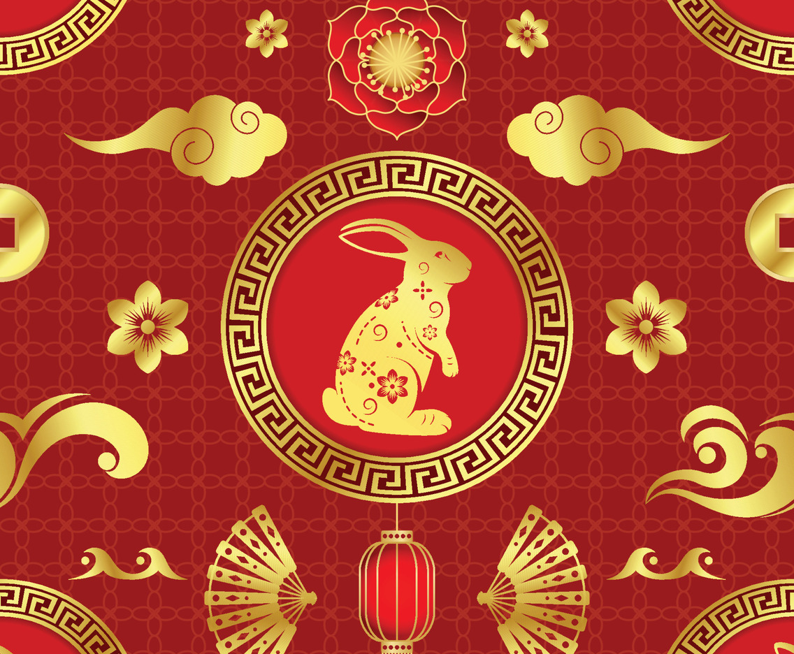 Chinese New Year Deep Red Seamless Pattern