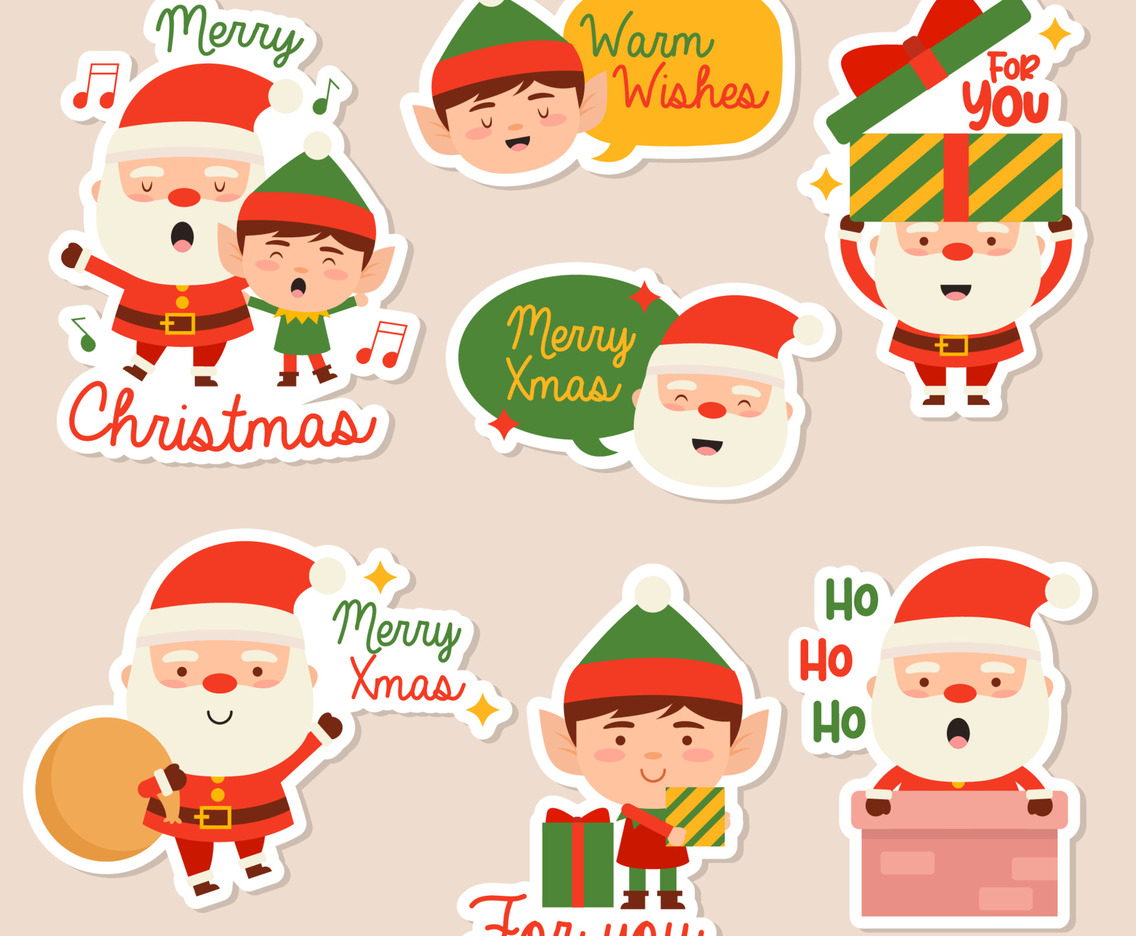 Santa and Helpers Sticker Collection