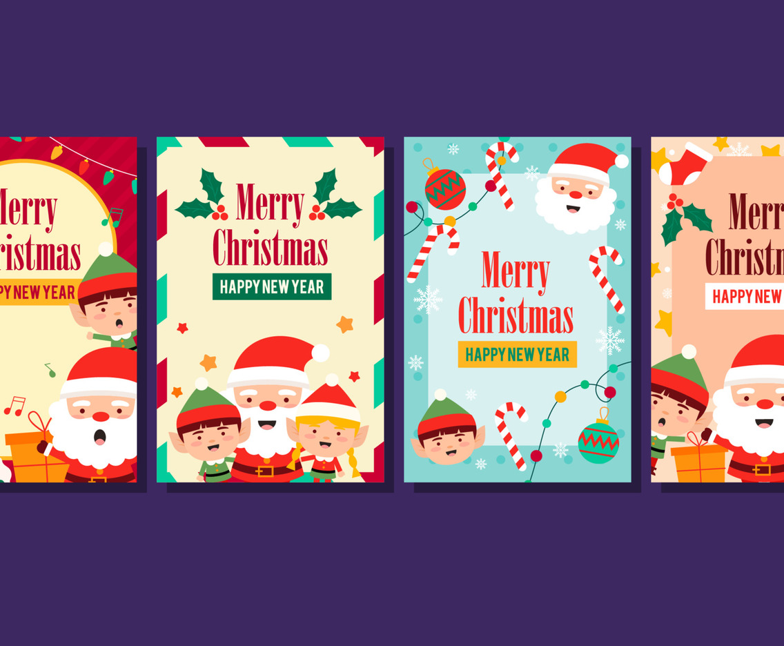 Santa and Helpers Greeting Card