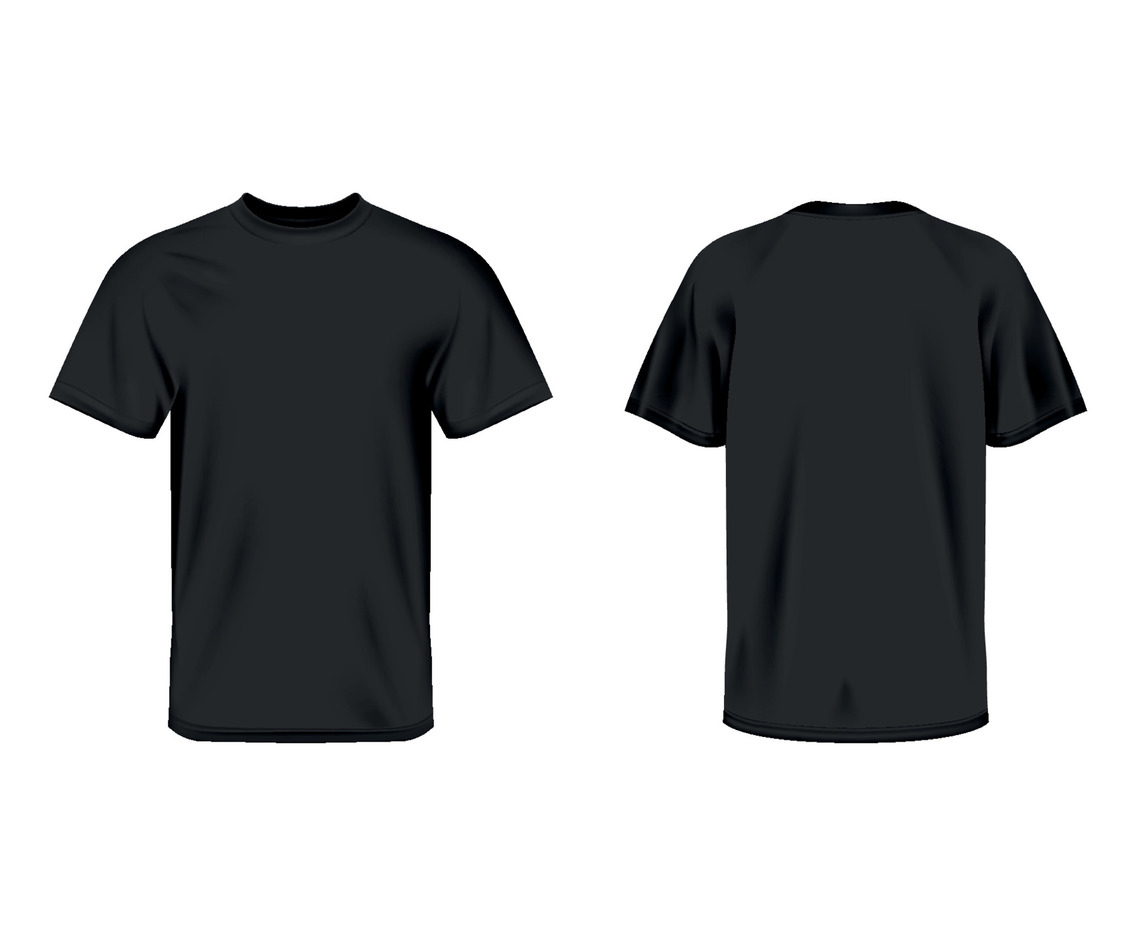 Realistic Black Crew Neck T Shirt Mock Up
