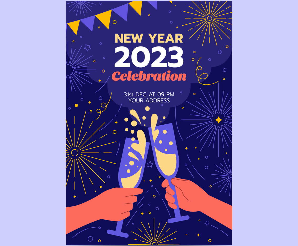 Flat New Year Poster Template