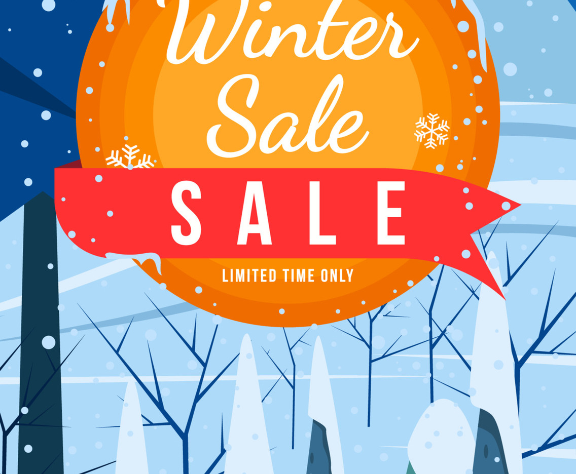 Winter Sale With Orange Label Poster Concept