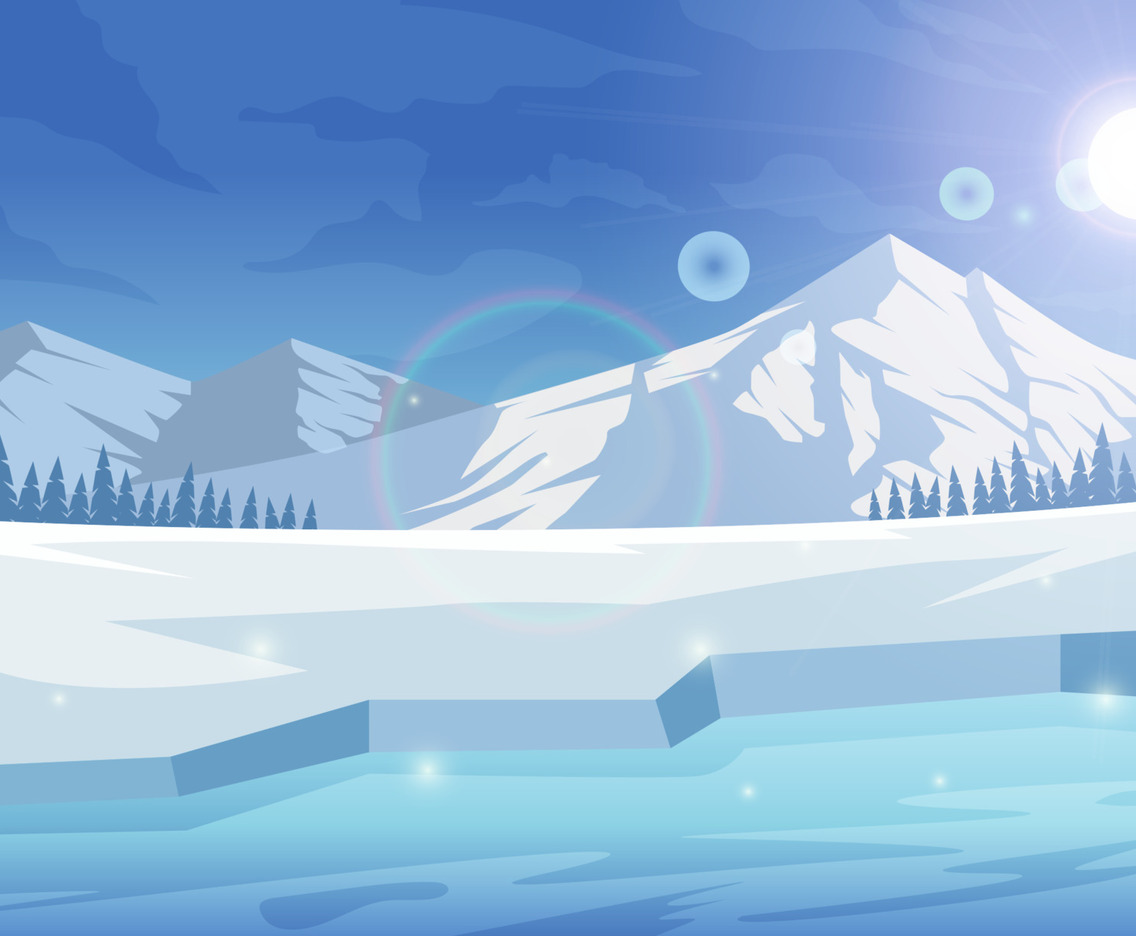 Winter Scenery with Mountain and Lake