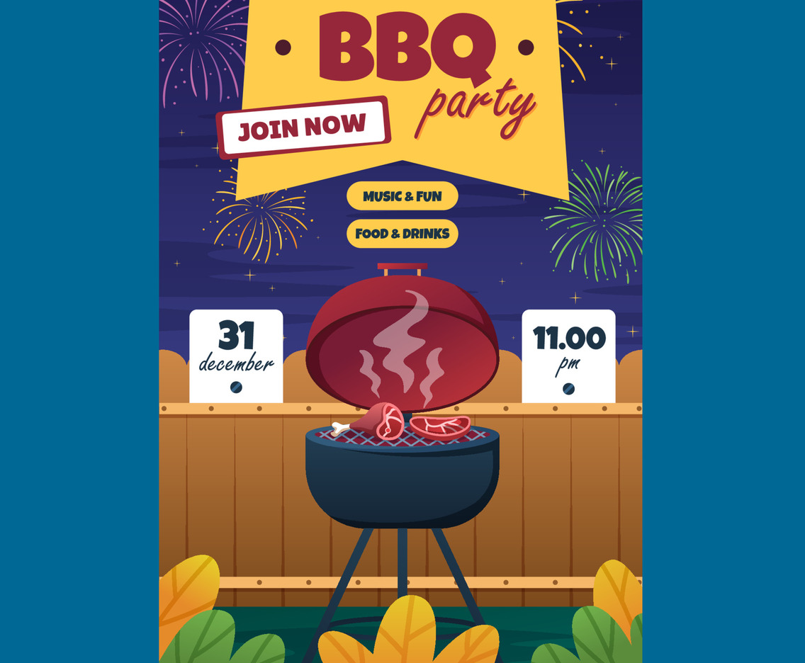Poster Template of Barbecue New Year Party