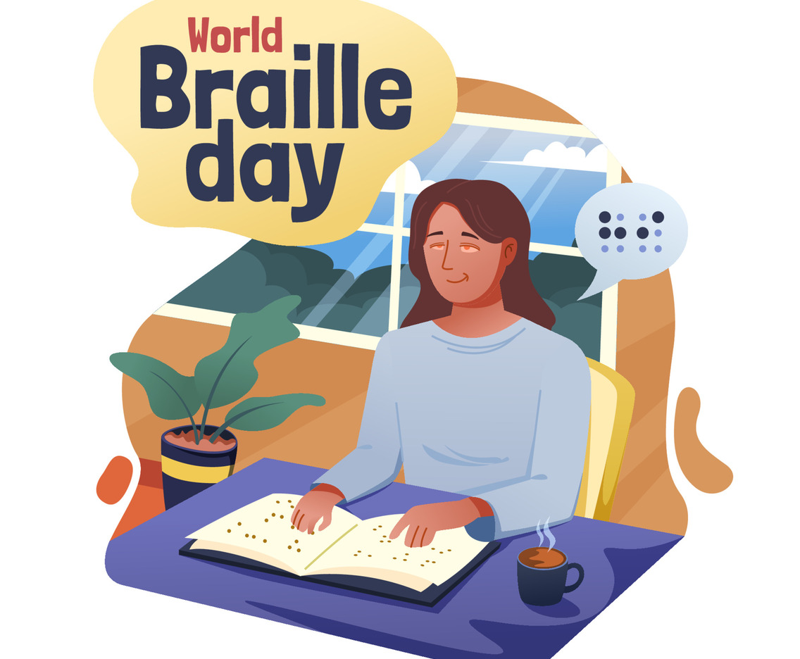 Woman with Her Braile Book