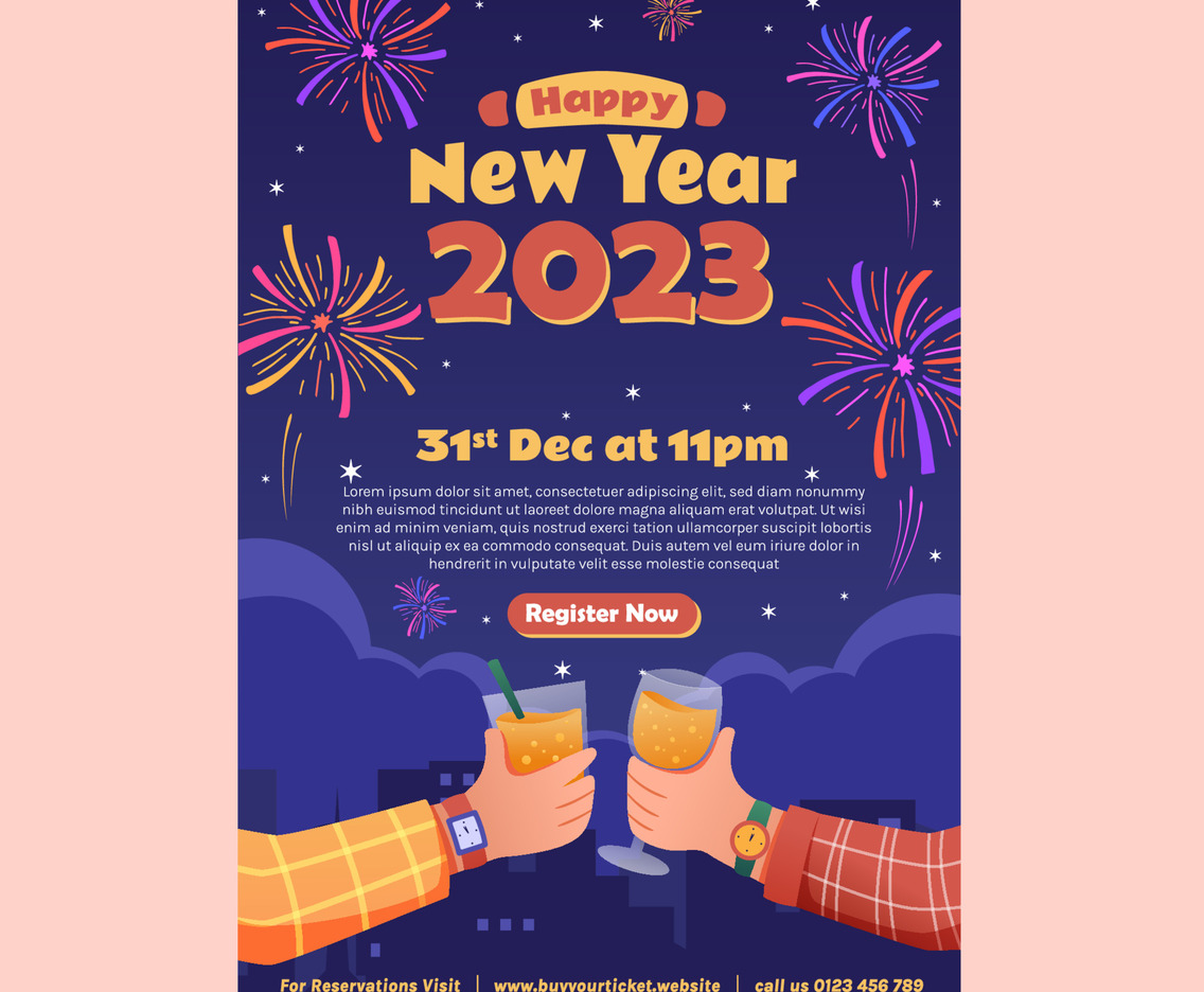 New Year 2023 Party Poster Template