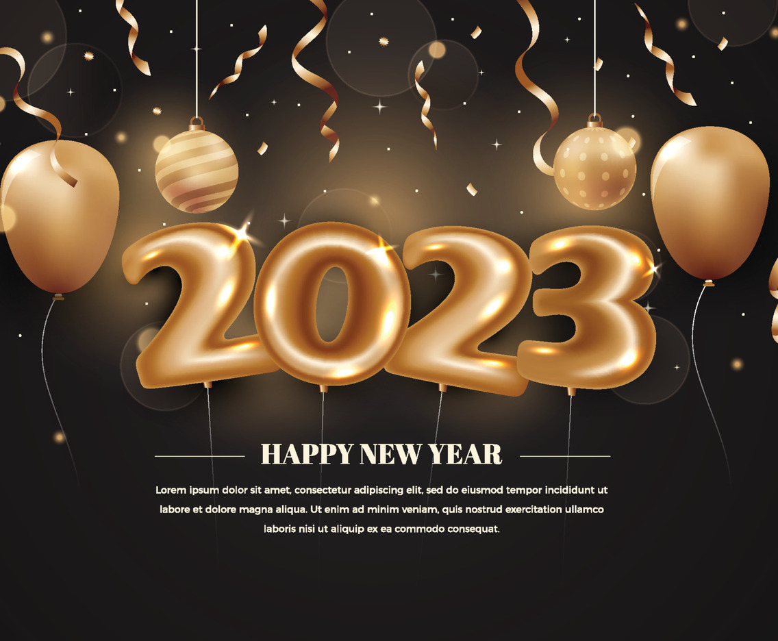 Gold 2023 New Year Party with Confetti Background