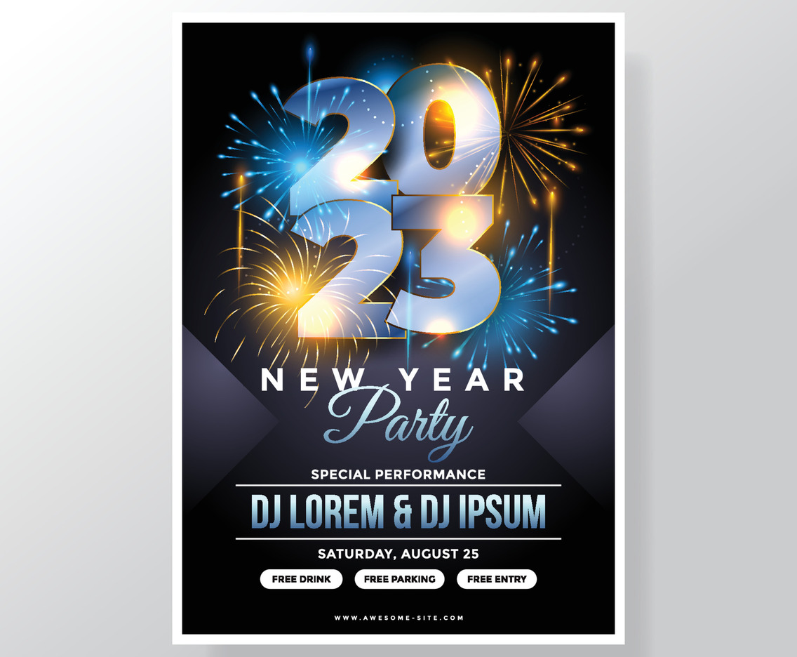 Firework New Year Party Poster