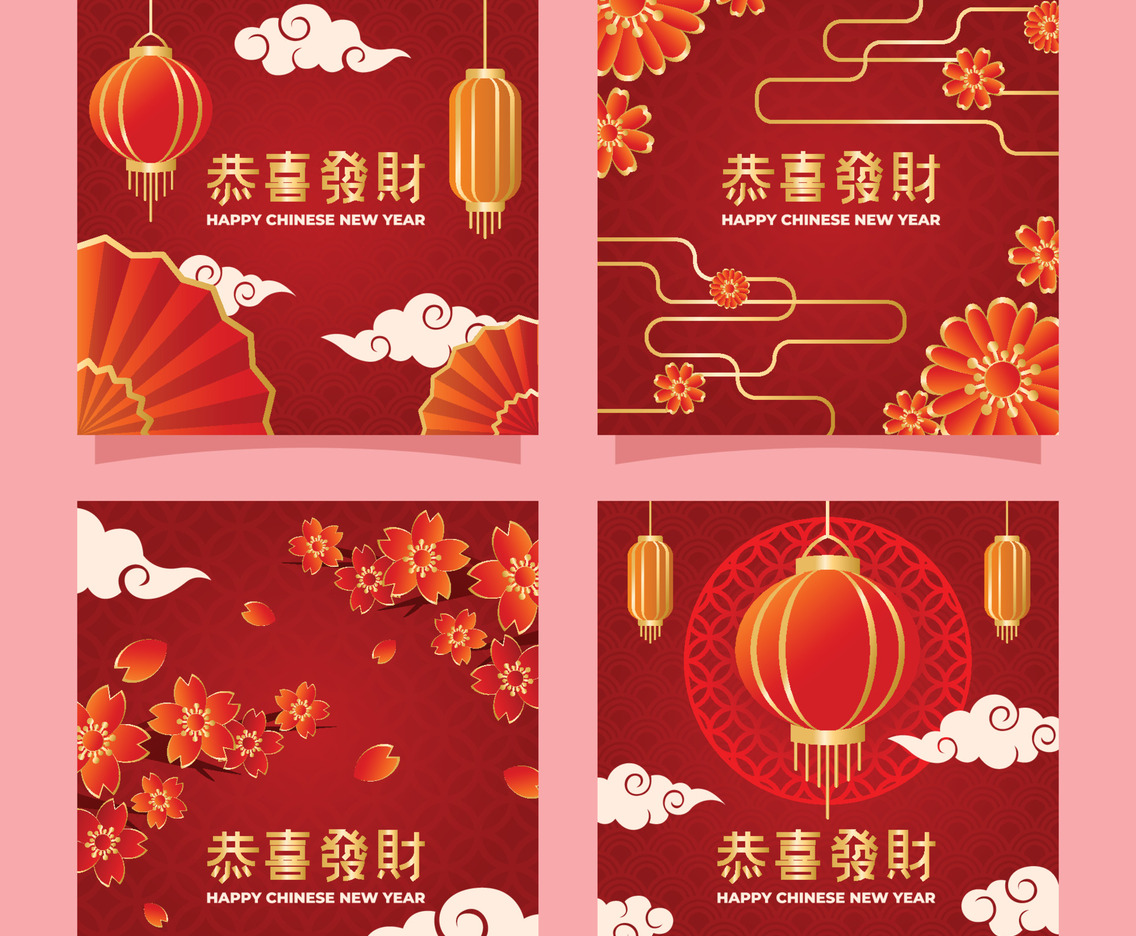 Chinese New Year Social Media Post Deep Red Theme